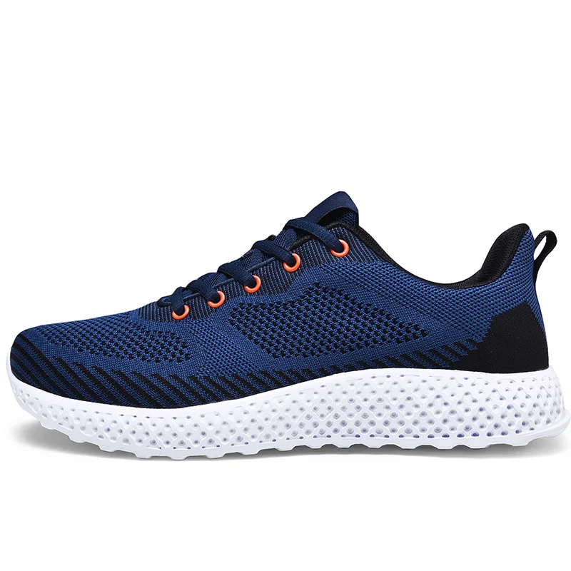 Blue Shoes VESONAL брендовые дышащие кроссовки Flyknit Мужская обувь для взрослых легкая обувь Модные осенние новые уличные беговые мужские кроссовки обувь - Цвет: Blue Shoes