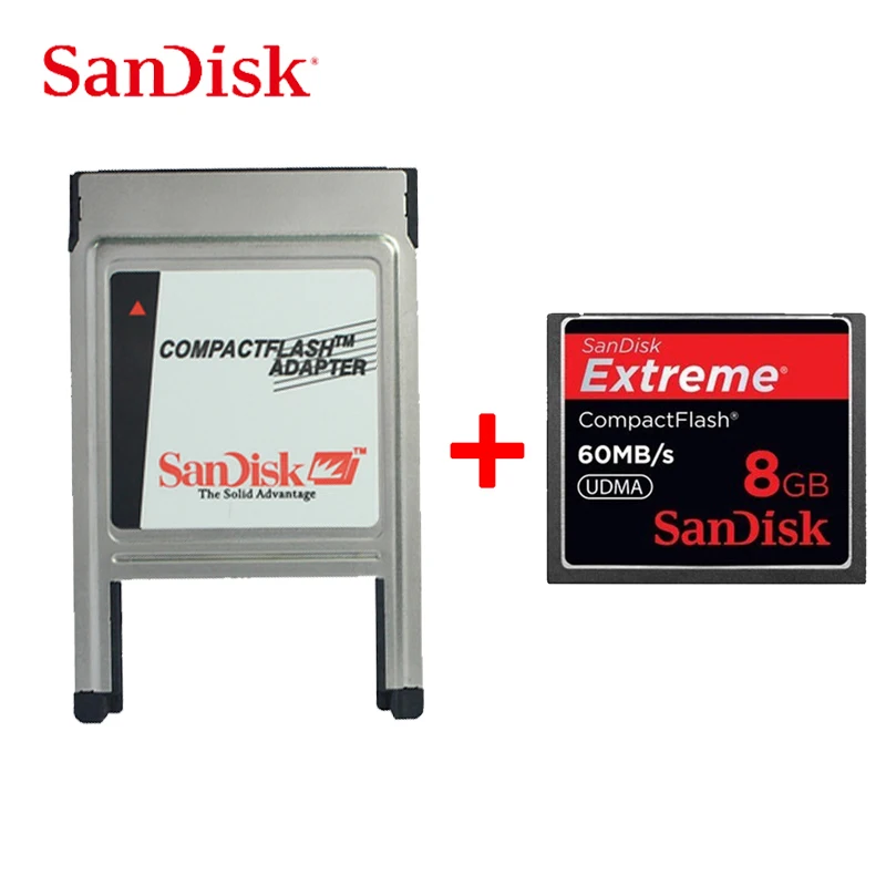SanDisk карта памяти камеры CF 8G Canon Nikon 60 МБ/с./с 50 м/с 30 м/с высокоскоростная карта CF с адаптером CF для ПК PCMCIA