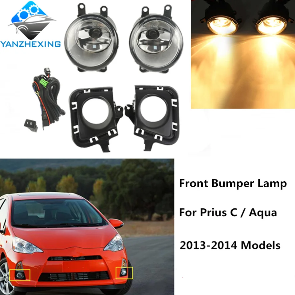 

Front Bumper Fog Light For Toyota Prius C/Aqua 2012-2014 Left/Right Fog Lamp with Switch Harness Covers Fog Lamp Kit