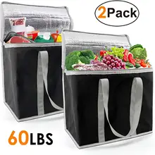 Сумки с логотипом на заказ сумки для транспортировки пищевых продуктов X-Large 60LBS многоразовые и прочные с Молнией Сверху Длинные ручки складные черные