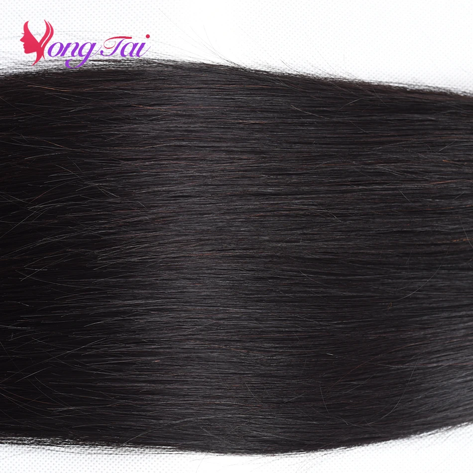YuYongTai волосы прямые индийские волосы человеческие волосы пряди с закрытием remy волосы 5 шт. натуральный цвет 4*4 швейцарские кружева M