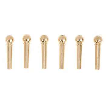 

Meticulous Process & Sound Quality Is Good 6pcs Guitar Fittings Solid String Pegs Guitar Bridge Pins Pure Copper