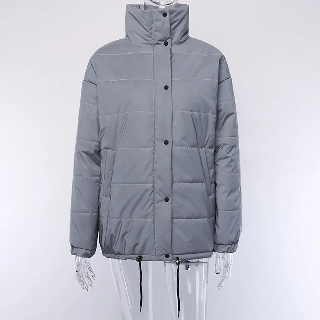 SAGACE, зимнее модное светоотражающее короткое теплое Женское пальто, куртки, короткая куртка, Топ серого цвета, Женская парка, зимнее женское пальто 1113 - Цвет: Gray