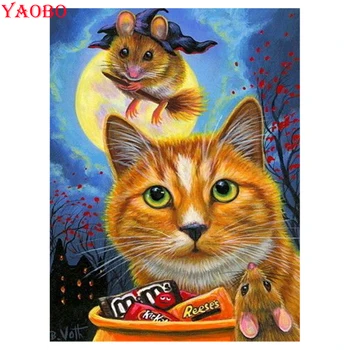 

Full circular 5D diamond painting cute animal cat and mouse diamond embroidery full set cross stitch painting rhinestones icon