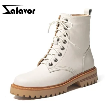 

ZALAVOR Real Leather New Women Ankle Boots Round Toe Shoes Winter Warm Boots Women Party Fashion Footwear Size 34-40
