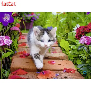 

FATCAT 5d diy Diamond Painting Cute kitten Diamond Embroidery animal Full Square Round Drill Mosaic stickers home decor AE540