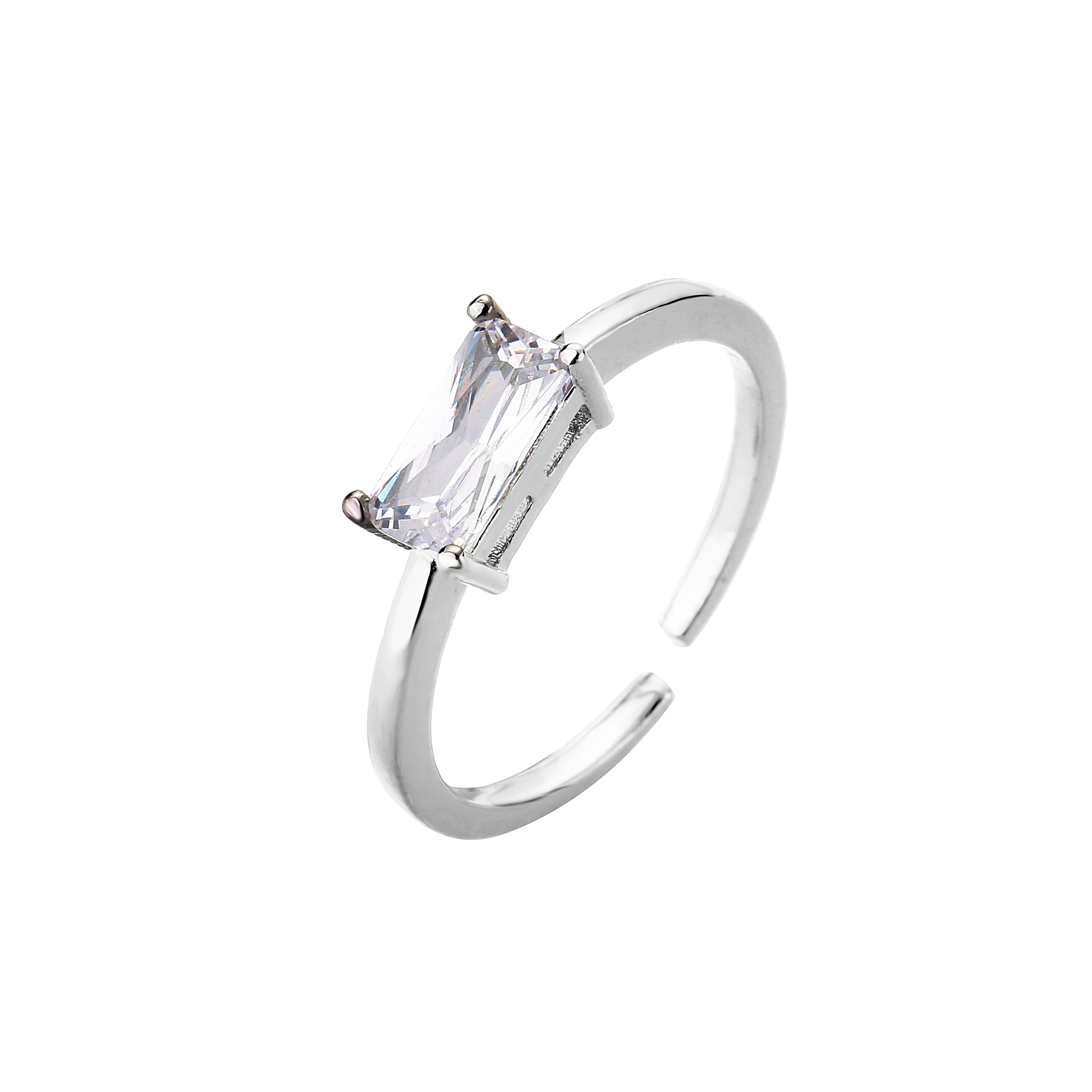 Bague en Laiton Zircon 18k, pour Femmes - Anneau de Mariage Réglable et Ouvert