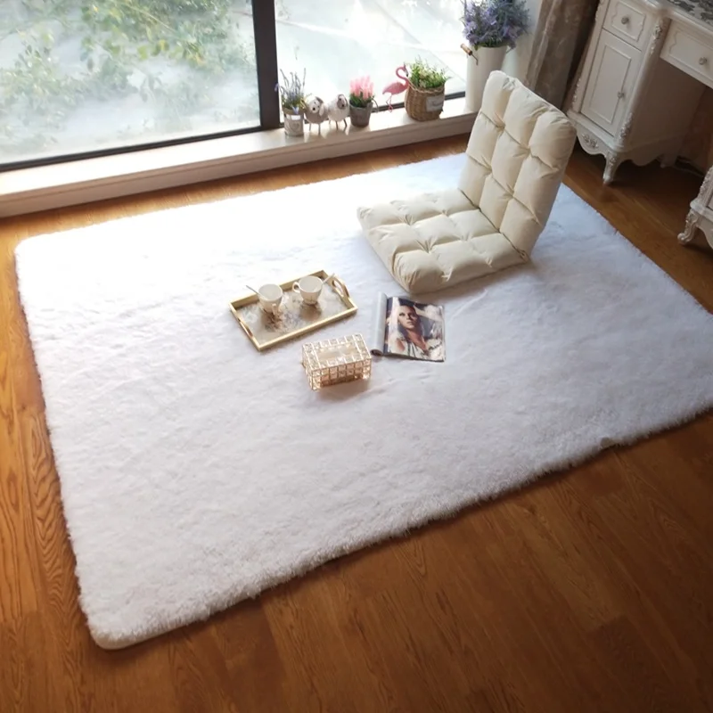 Белый гладкий длинный мех гостиной настольный коврик для чая серый хаки спальня полный проложили кабинет окно татами