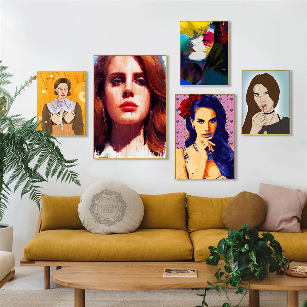 jzxjzx Lana Del Rey Pop Art Coton Toile Art Print Peinture Affiche Mur Photos pour Salon Home Decor No Frame 