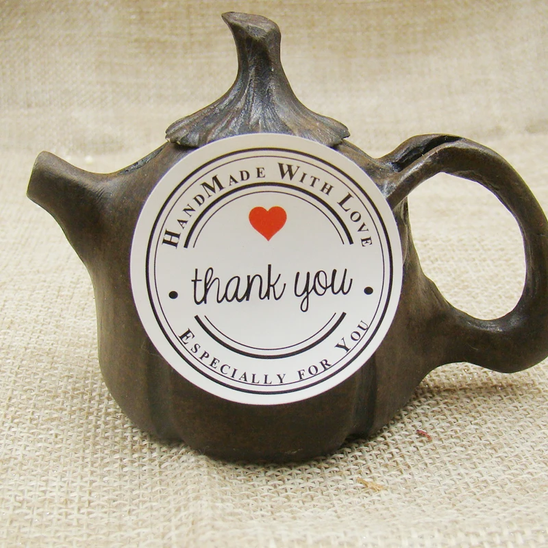 

240pcs 3.5cm round shape white/Kraft sticker label custom thank you Seal Label Sticker,gift Stickers "with Red heart printing