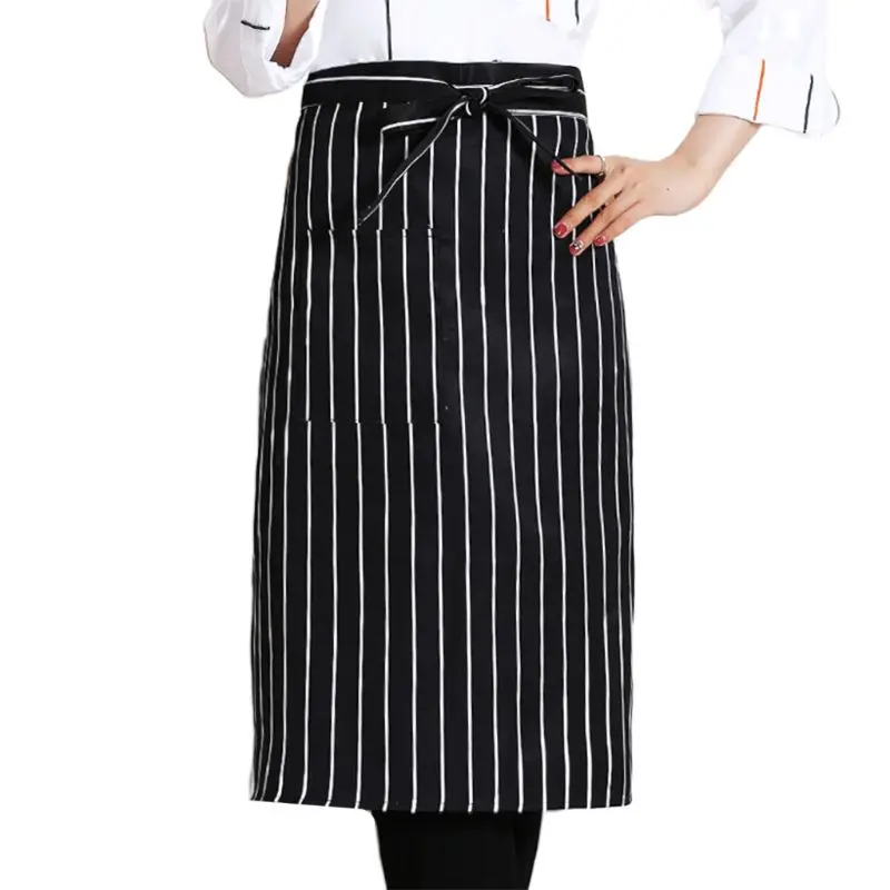 Унисекс шеф-повара работает Половина фартук с галстуками передний карман Ресторан приготовления пищи длинный нагрудник - Цвет: H