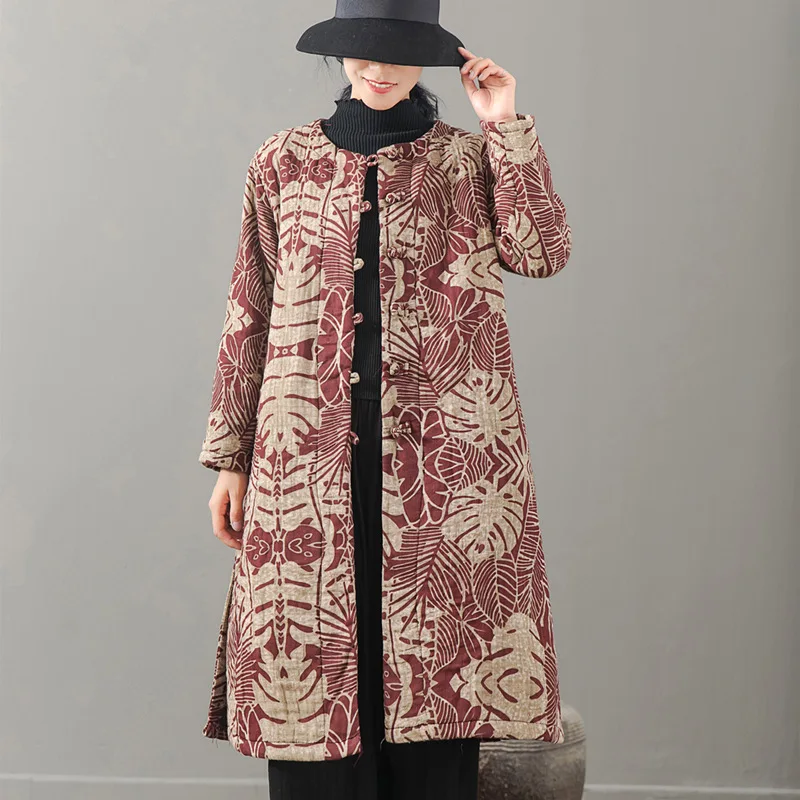 

Madou Chinese-style Cotton Linen Origional Nation-Style Retro Literature And Art Linen Dress Nation Style WOMEN'S Dress Qiu Jie