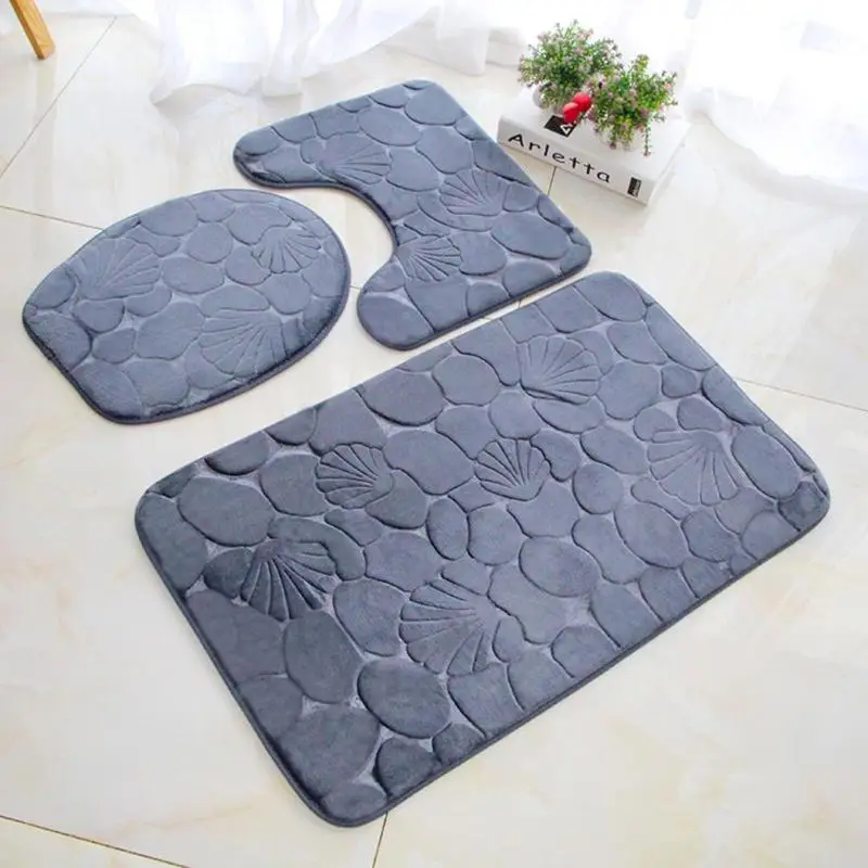 3 шт переплет крышка унитаза коврик Aniti-slip Pad u-образный напольный коврик фланелевый TPR изысканный Принт мягкий набор для ванной комнаты