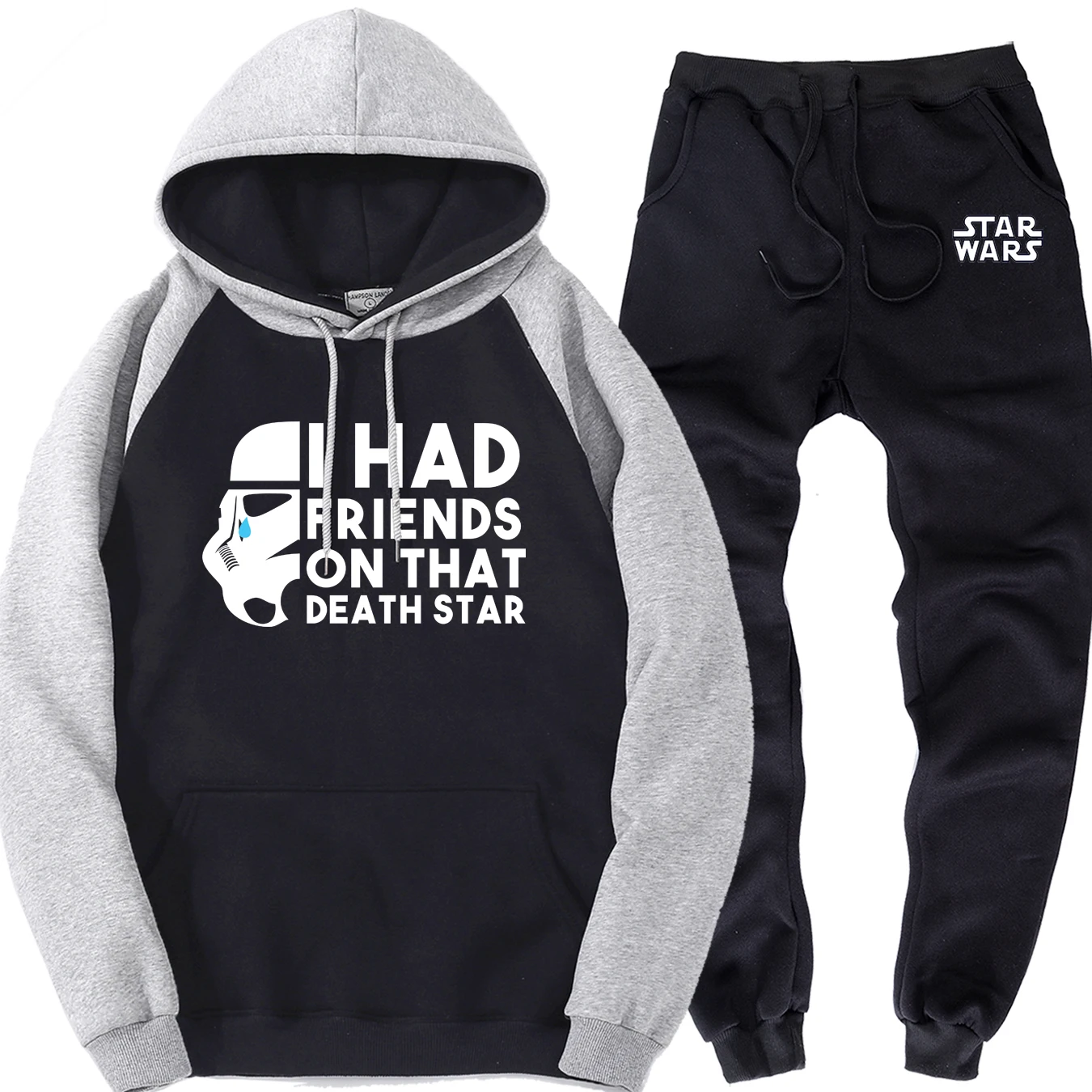 Звездные войны, Мужской реглан, толстовка, спортивные штаны, I Had Friends On That Death Star, Забавный комплект одежды, осенний флисовый костюм из двух предметов для мужчин - Цвет: gray black 6