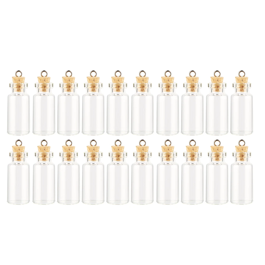 

20Pcs 16 X 35mm 2ml Mini Clear Glass Jars Glass Bottles With Eye Screw For DIY Craft Decoration - Transparent