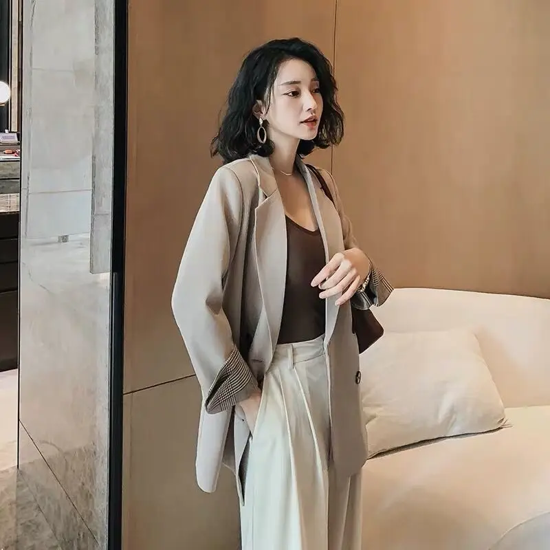 

Spring autumn small suit jacket female casual fashion was thin suit cuff stitching double breasted temperament female top