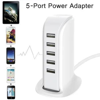 

5 USB Multi-Port EU Plug Charger Desktop HUB Charging Station Power Adapter For Macbook Smartphone PC iMac HUB Adapter