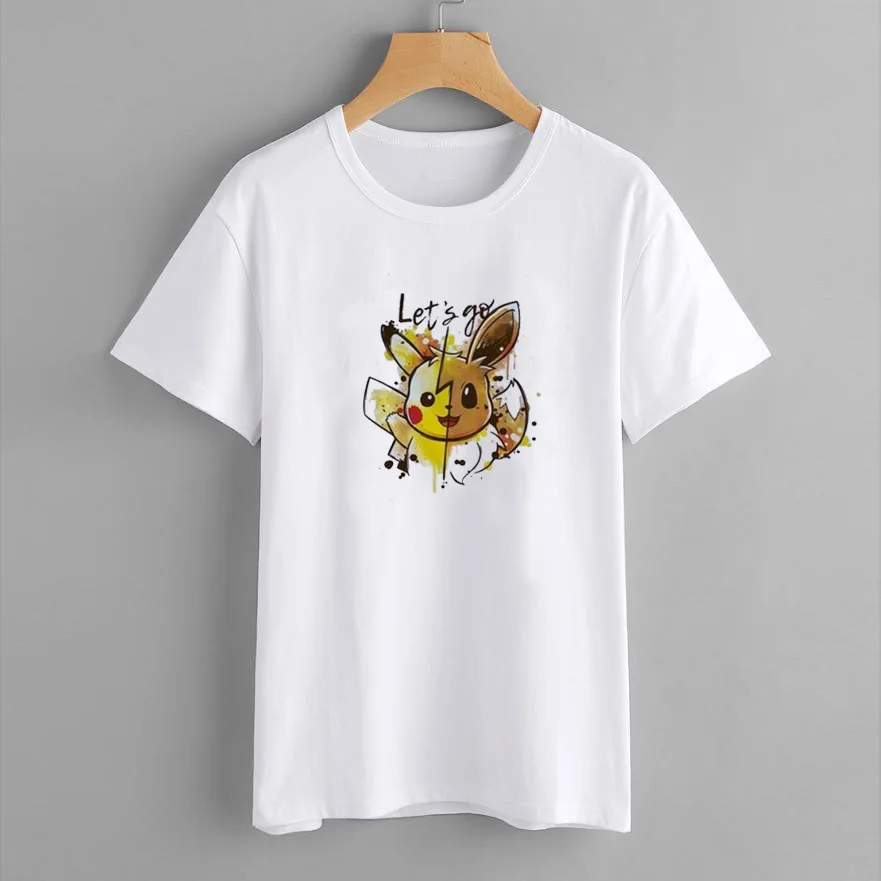 Аниме Harajuku модная женская футболка покемон забавная Snorlax Togepi белка японская футболка Пикачу женские топы Эстетическая одежда - Цвет: 17