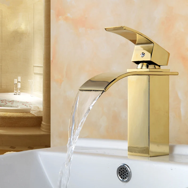 Розовое золото смеситель для раковины Современный Ванная комната Смеситель кран латунный, для умывальника кран с одной ручкой, джинсы с прорехами элегантный кран для Ванная комната