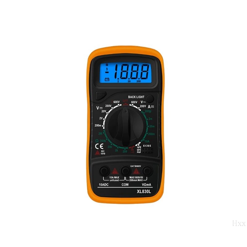 XL830L Цифровой мультиметр портативный ЖК-дисплей подсветка AC/DC Амперметр Вольтметр Сопротивление транзистор ом тестер метр Многофункциональный