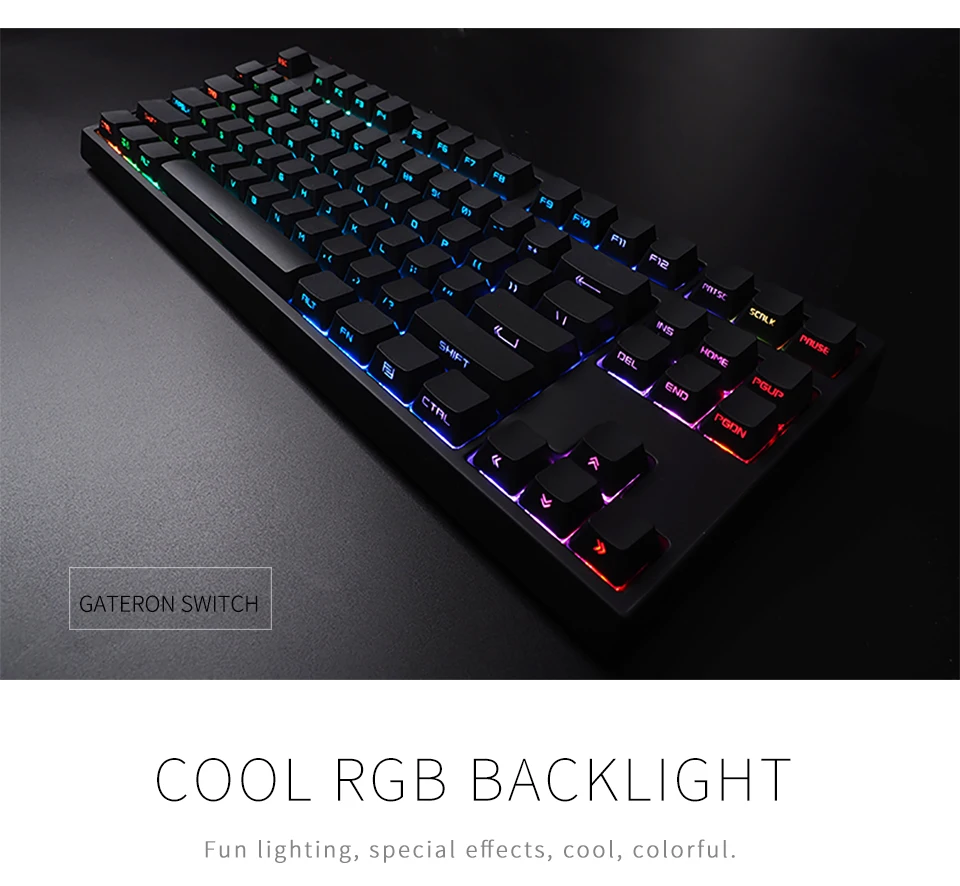 Keycool 87RGB механическая клавиатура PBT боковой люминесцентный ключ шляпа Gateron переключатель настольная игровая клавиатура