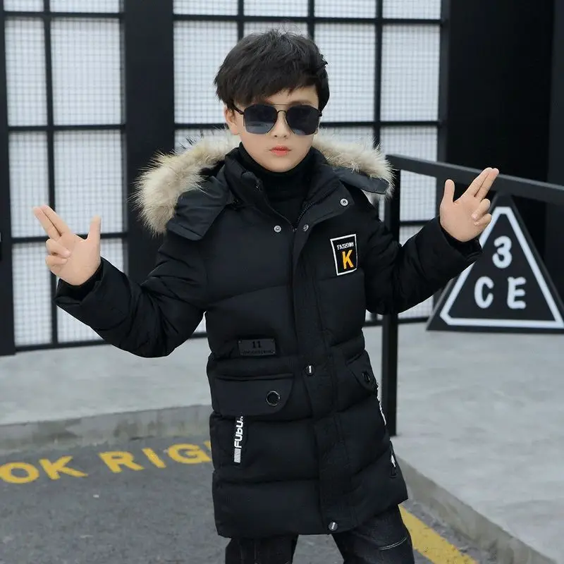 Kids Winter Clothes Plus Fleece Warm Boys Jacket Cotton Thick Hooded Coats for Boy Kids Withstand The Severe Cold Outerwear