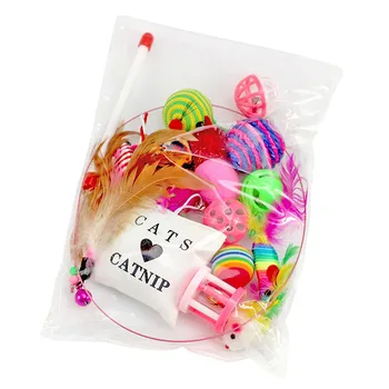 

21 Pcs/Set Pets Cat Toys Mouse Shape Balls Shapes Kitten Pet Toy Set Cat Channel Funny Cat Stick Mouse Supplies