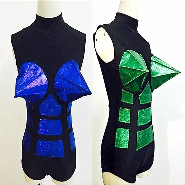 

pointed chest bodysuit Nightclub bar gogo ds jumpsuit female singer dj future dance guest stage costume