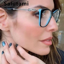 Двойной Цвет рамка, квадратичная ясная, очки с оправой для Для женщин Элитный бренд компьютерные очки от близорукости Для мужчин прозрачные оттенки