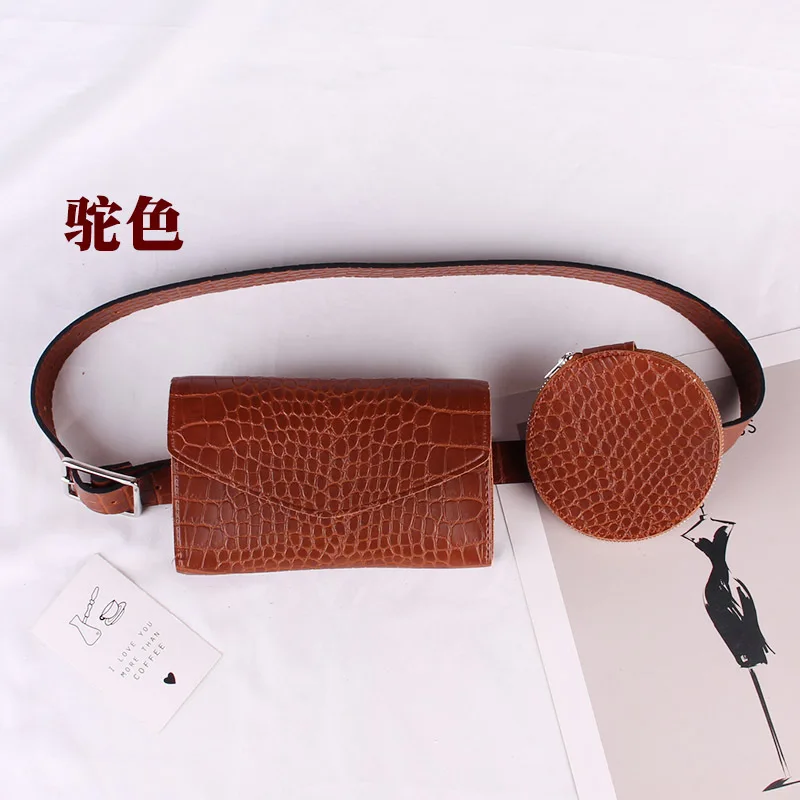 Camel Модные двойные сумки на талию для женщин CROCO Аллигатор шаблон поясные ремни с сумкой женский ретабельный кошелек телефон нагрудная сумка - Цвет: Camel