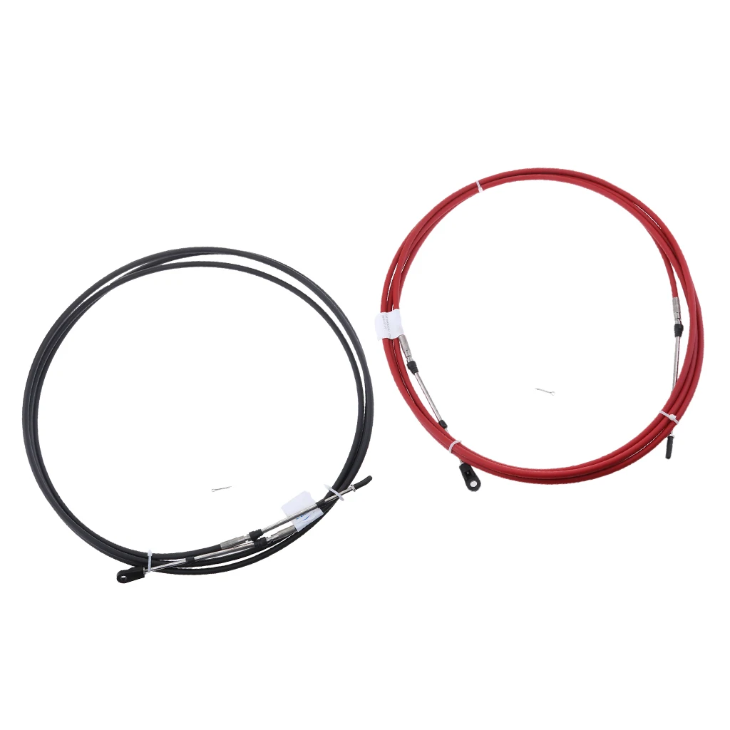 2X Universal Throttle Cable Black FIT FOT Marine Yachts Motor Control Lever- 8 FT