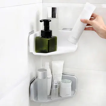 

Hanging Rack 2 Colors No Trace Storage Rack Triangulation Rack Plastic Self-Adhesive Stacks Housewife Strong Paste