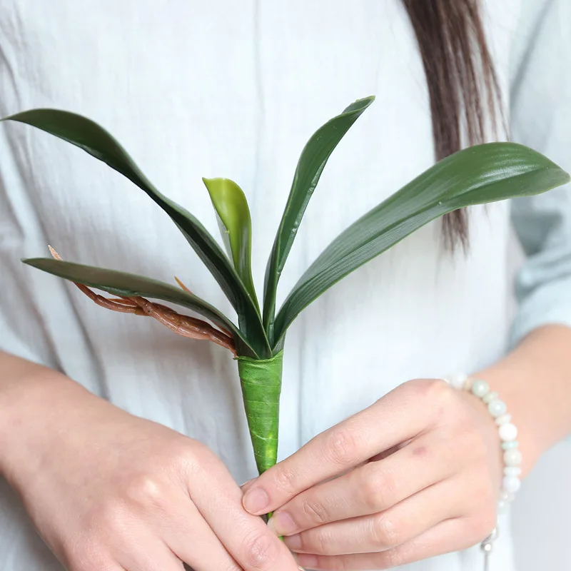 Новинка 1 шт фаленопсис искусственное растение с листьями лист декоративные цветы вспомогательный материал для цветочного оформления листья орхидеи Настоящее прикосновение