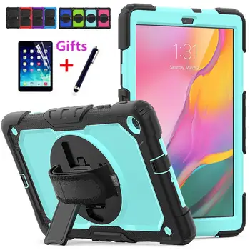 

Case for Samsung Galaxy Tab A 10.1'' 2019 SM-T510 SM-T515 T510 T515 Hybrid Armor Protective Case with 360 Rotating Stand& Strap