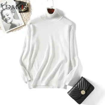 

Women Sweater Simple Thick Leisure Bright Thread Turtleneck Warm Elegant Long Sleeve Slim Basic Comfortable Knitting Pullover