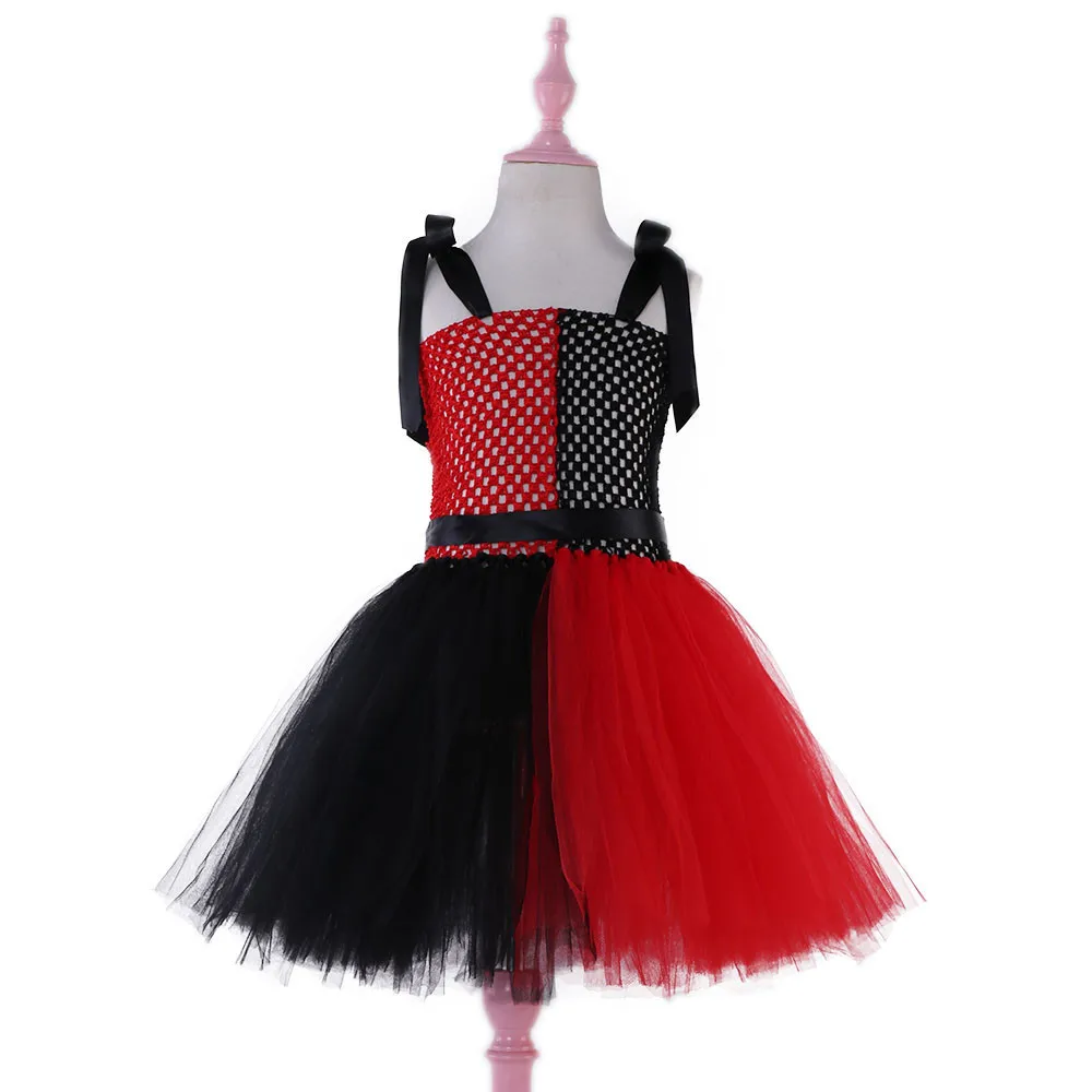 

Children Shirt Girls Witch Joker Female Princess Skirt Gauze Tutu Christmas Show Evening Gown