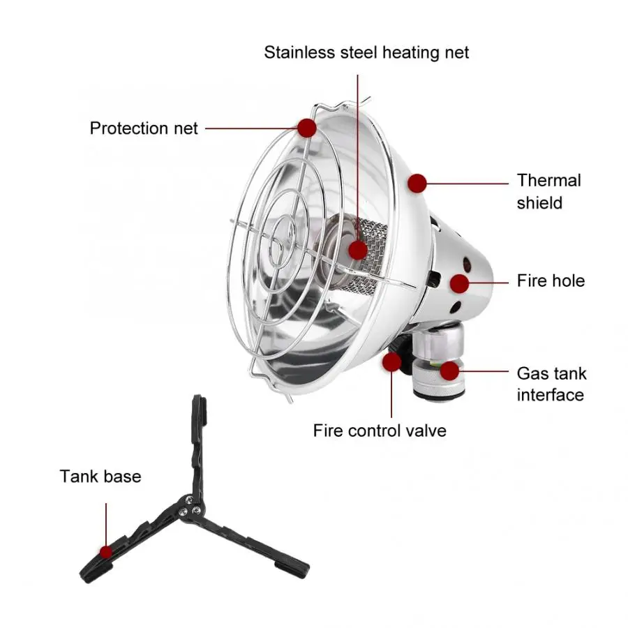 Газовый обогреватель, мини зимний наружный тент для путешествий, кемпинга, тепловой инструмент, портативный газовый обогреватель с баком и сумкой для хранения, Туристическое оборудование