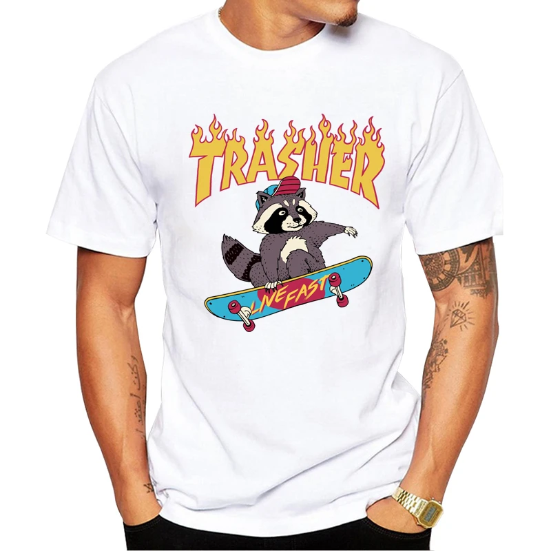 Teehub Casual Trasher Men T-shirt Fashion Cartoon Lemur Printed Hipster  Tshirts Short Sleeve T Shirts Basic Tee - T-shirts - AliExpress