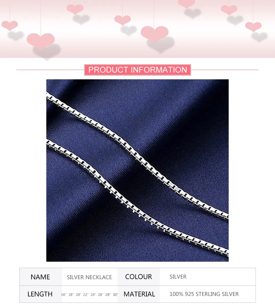 ZDADAN 925 Sterling Silber 1 mm Kastenkette für Männer und Frauen, Schmuckzubehör – Detail 1