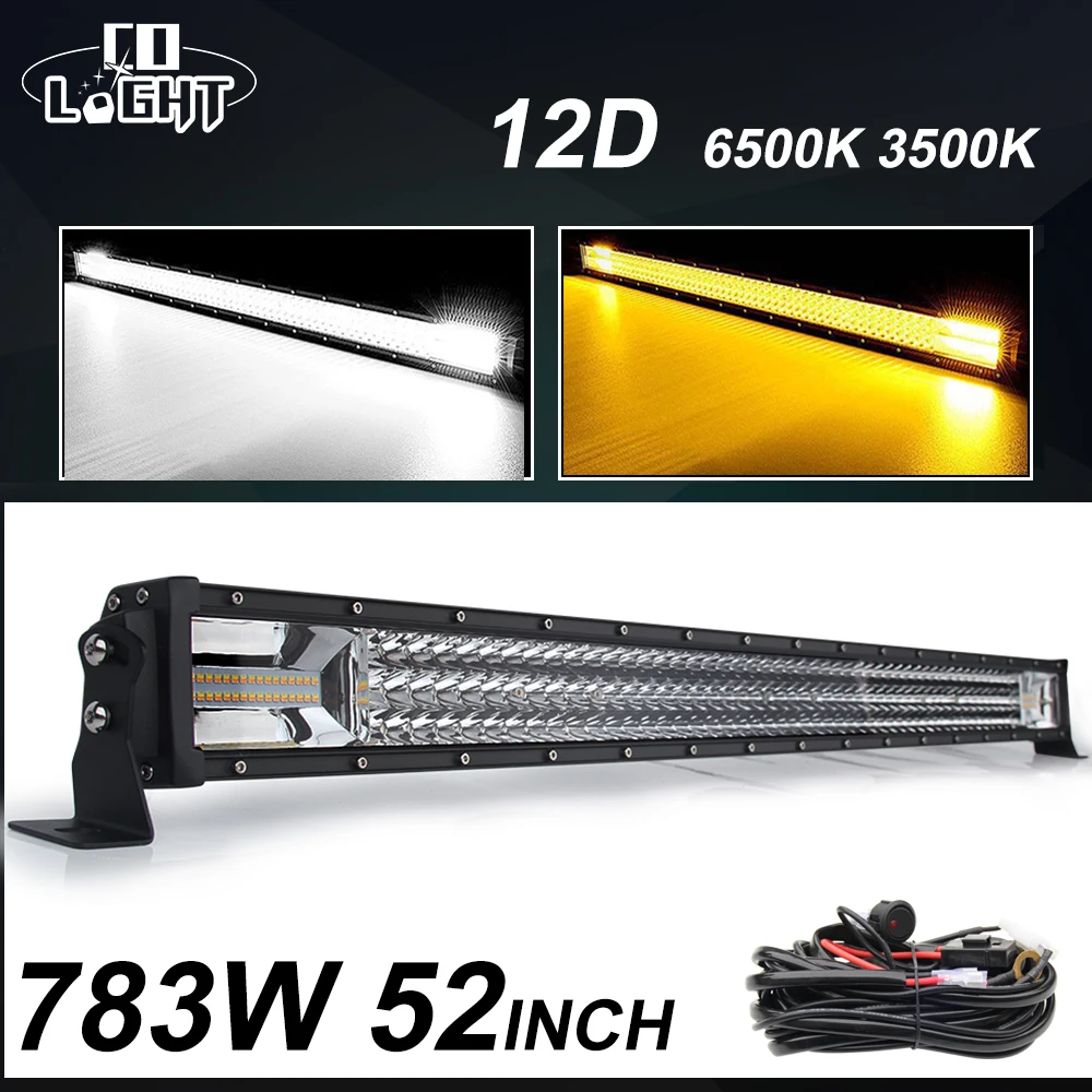 Со светом 783 Вт Storbe Автомобильный светодиодный свет бар 52 &quot3 ряда 6500K 3500K мигающий