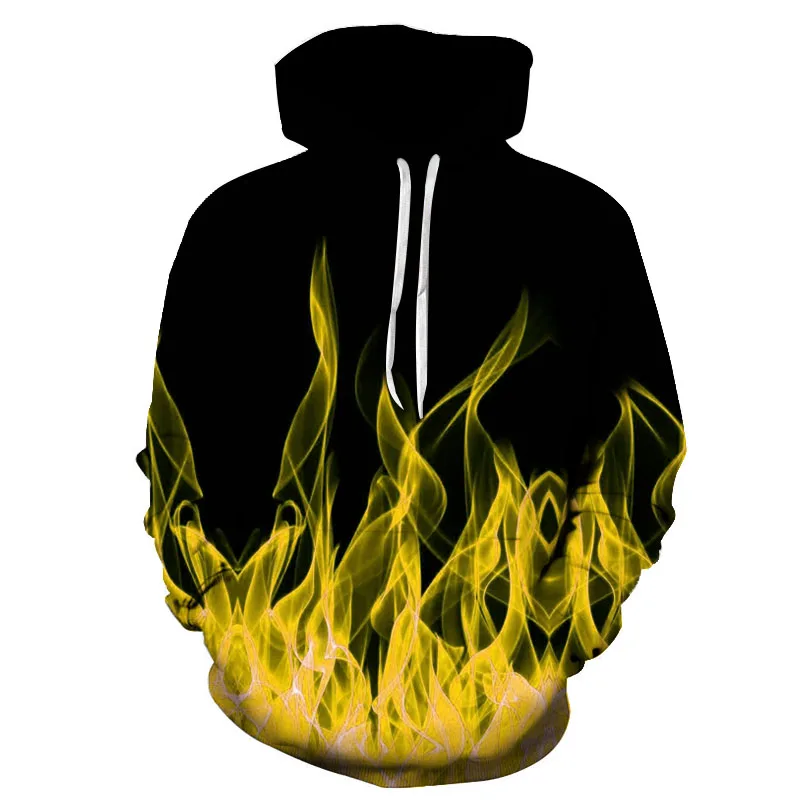 

2019 winter men's sweatshirt 3D hoodie print yellow flame fun hooded pullover Harajuku men and women shirt s-6xl