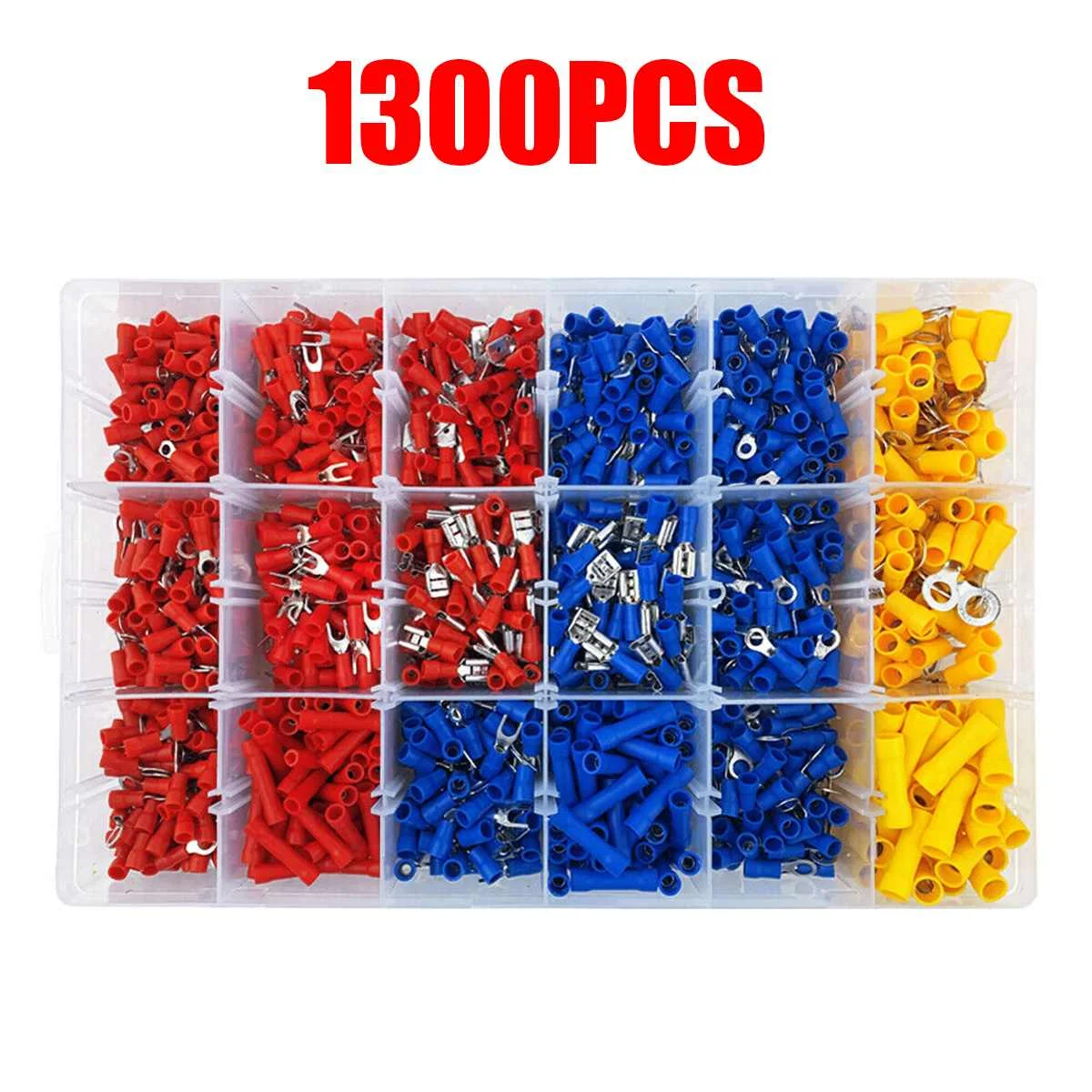 

1300Pcs Crimp Terminals Electrical Wire Set Kits Insulated Electrical Wiring Connector Insulated Cord Pin End Terminal Kit