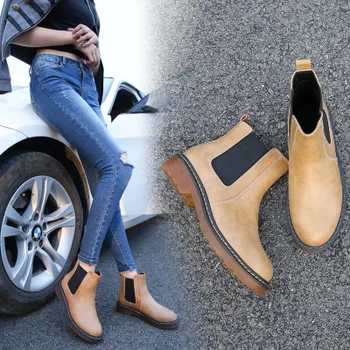 

SZSGCN428-2019 New Fur Warm Chelsea Boots Women Motorcycle Ankle Boots for Women Round Toe Winter Snow Boots Women