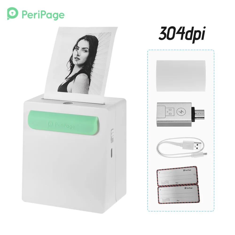 304DPI PeriPage A8 мини карманный беспроводной BT термальный фотопринтер power Bank функция Memo стикер AR принтер картинок для Android iOS - Цвет: 304DPI