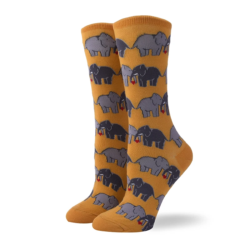 9 Высокие носки meia medias de mujer длинные calcetines divertido с животным принтом moda зима осень happy sheer Новинка Хлопок Женские - Цвет: 9