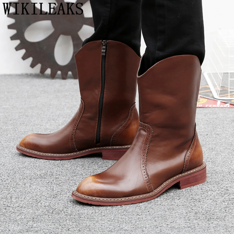 Ковбойские сапоги мужские Chukka Boots ботинки В рыцарском стиле увеличивающие рост