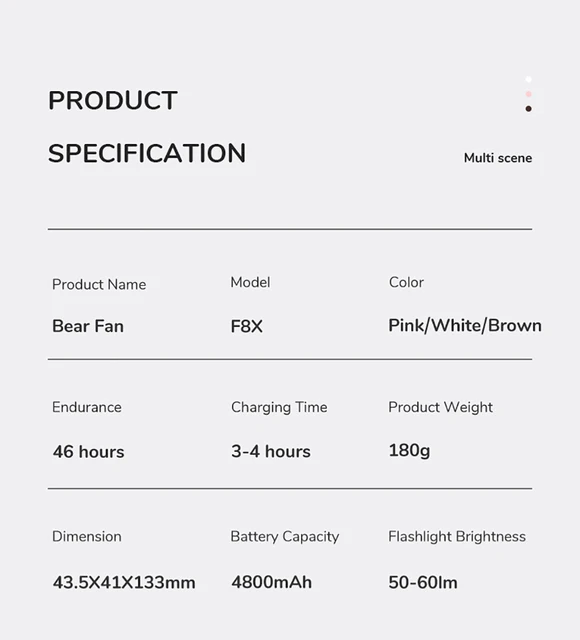 Gadgetoo Jisulife F8X Mini Fan Portable Fan 4800Mah Rechargeable Fan With Power Bank And Flashlight Function (Life 8 Plus)