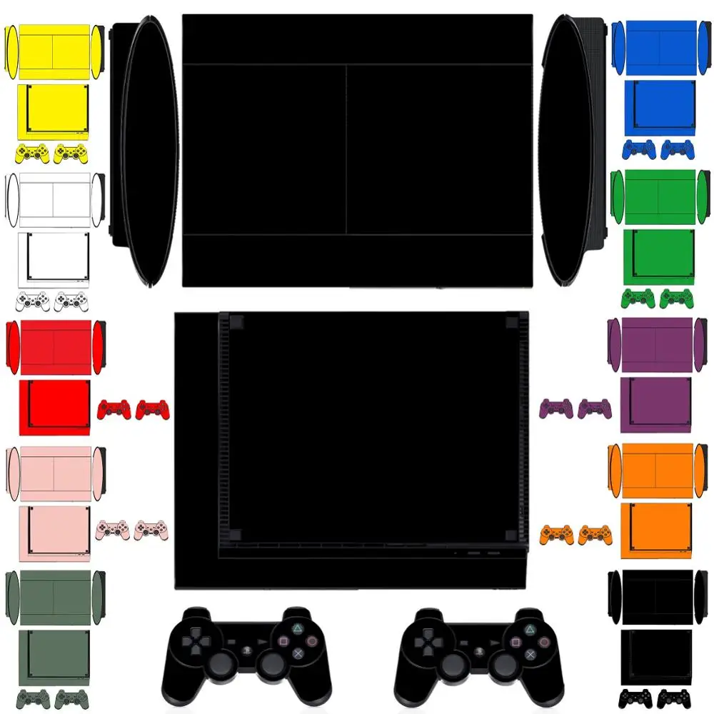 

Ten Pure Clean Solid Colors Vinyl Skin Sticker Protector for Sony PS3 Super Slim 4000 and 2 controller skins Stickers