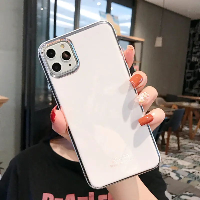 Lovebay гальванический карамельный цвет чехол для телефона для iPhone 7 8 6 6S Plus 11 Pro X XR XS Max 7 Письмо твердая Мягкая силиконовая задняя крышка - Цвет: W
