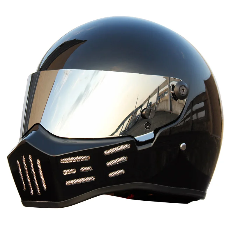 Персонализированный мотоциклетный шлем из углеродного волокна, шлем для мотокросса, шоссейный, полный шлем для автомобиля Simpson F1 Capacete Casco - Цвет: black-Silver lens